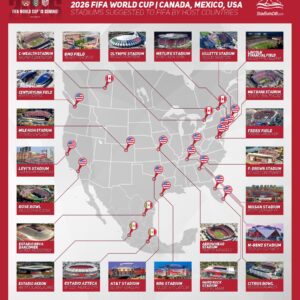 World Cup 2026 stadiums locations in North America: USA, Mexico, Canada